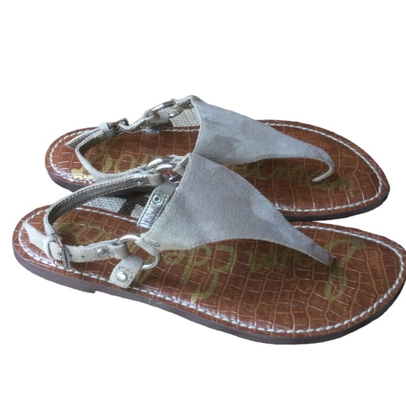 Sam Edelman Greta Gray Suede Thong Sandal Size 7 - Picture 2 of 6